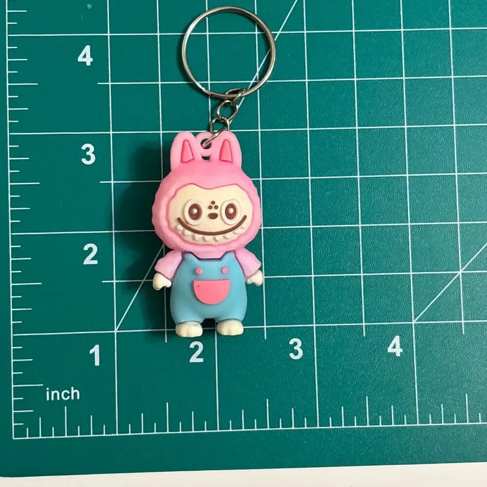 Pink Labubu Silicone Keychain Surprise Style Kawaii Bag Charm NWOT